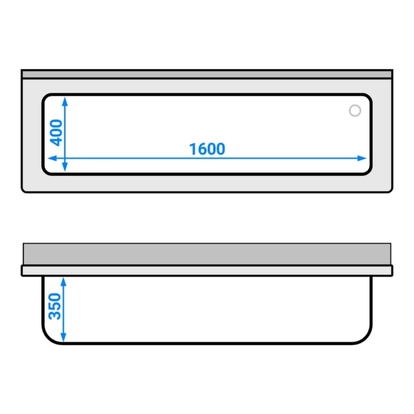 Skrinka na umývanie hrncov - 1600x600mm - s 2 umývadlami - Image 3
