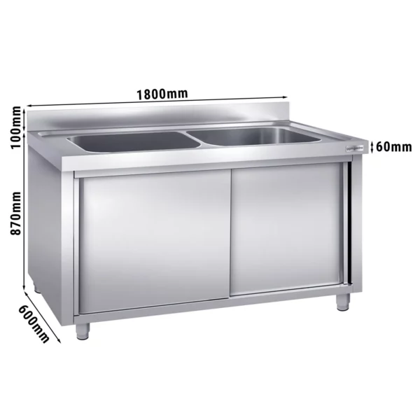 Skrinka na umývanie hrncov - 1800x600mm - s 2 umývadlami