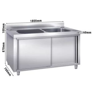 Skrinka na umývanie hrncov - 1800x700mm - s 2 umývadlami