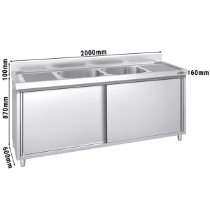 Drezová skrinka PREMIUM - 2000x600mm - s 2 umývadlami v strede