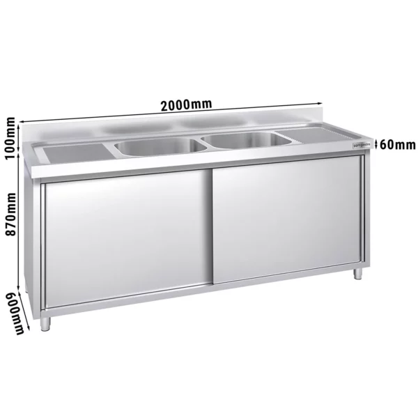 Drezová skrinka PREMIUM - 2000x600mm - s 2 umývadlami v strede