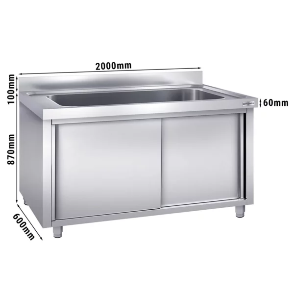 Skrinka na umývanie hrncov - 2000x600mm - s 1 umývadlom