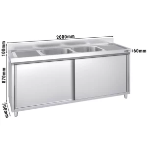 Drezová skrinka PREMIUM - 2000x700mm - s 2 umývadlami v strede