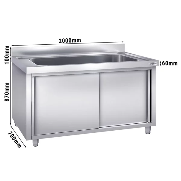 Skrinka na umývanie hrncov - 2000x700mm - s 1 umývadlom
