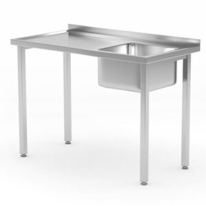 Stôl s 1. jednokomorovým drezom Budget Line, bez polici - zoskrutkovaný, hĺbka 600 mm, HENDI, Budget Line, 600x600x(H)850mm