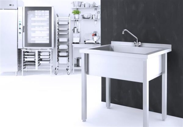 Nerezový drez s jednokomorovou vaňou - nástenný - 600x600x850 mm | Hendi 813294 - Image 2