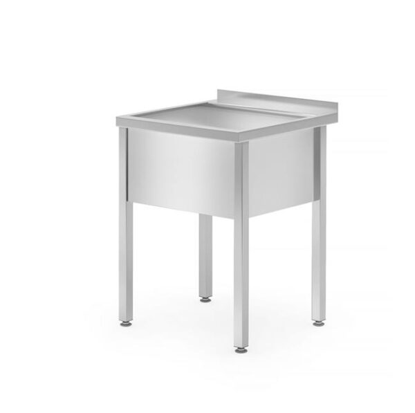 Nerezový drez s jednokomorovou vaňou - nástenný - 600x600x850 mm | Hendi 813294 - Image 4