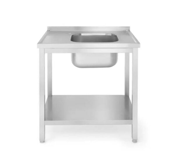 Stôl s jedným drezom a s policou – pravý, skrutkovaný, HENDI, Kitchen Line, Pravá strana, 1000x600x(H)850mm - Image 2