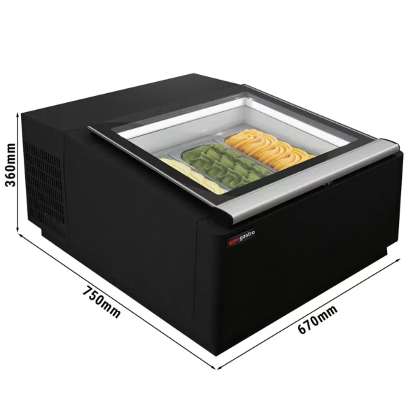 Stolová vitrína na zmrzlinu - 670mm - pre 3x 5L nádoby na zmrzlinu - otváranie veka na obslužnú stranu - Image 2