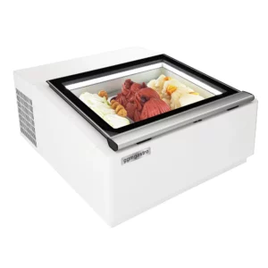 Stolová vitrína na zmrzlinu - 670mm - pre 3x 5L nádoby na zmrzlinu - otváranie veka na obslužnú stranu
