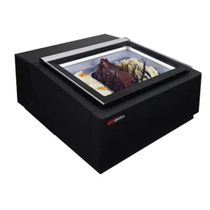 Stolová vitrína na zmrzlinu - 670 mm - pre 3x 5L nádoby na zmrzlinu - otváranie veka na stranu zákazníka