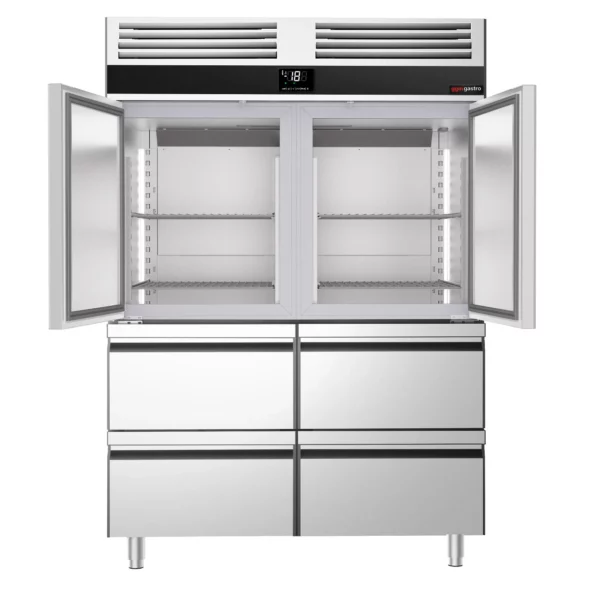Mraznička PREMIUM - GN 2/1 - 1400 litrov - s 2 nerezovými polovičnými dvierkami a 4 zásuvkami - Image 6
