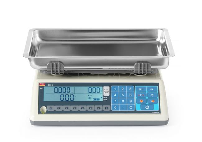 Váha na tlač štítkov LCD s ramenom a legalizáciou, rad EGE, 30 kg, TEM, 355x330x(H)155mm