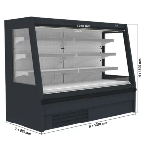 Nástenná chladiaca polica - 1330 mm - s LED osvetlením a 3 policami