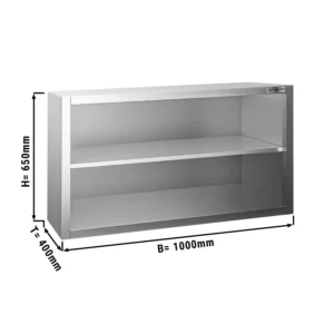 Nerezová nástenná skrinka PREMIUM - 1000x400mm - bez posuvných dverí - výška 650mm
