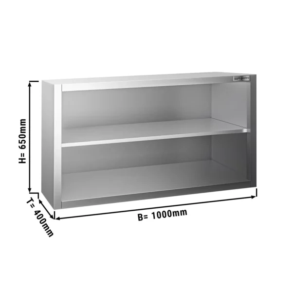 Nerezová nástenná skrinka PREMIUM - 1000x400mm - bez posuvných dverí - výška 650mm