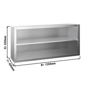 Nerezová nástenná skrinka PREMIUM - 1200x400mm - bez posuvných dverí - výška 650mm