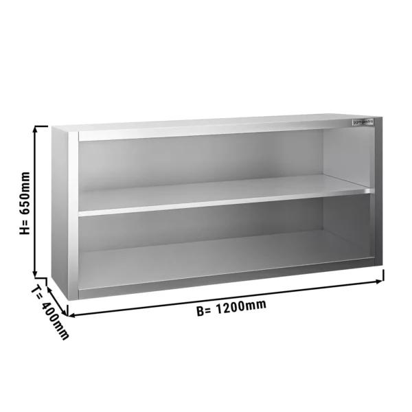 Nerezová nástenná skrinka PREMIUM - 1200x400mm - bez posuvných dverí - výška 650mm