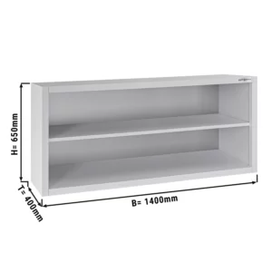 Nerezová nástenná skrinka ECO - 1400x400mm - bez posuvných dverí - výška 650mm