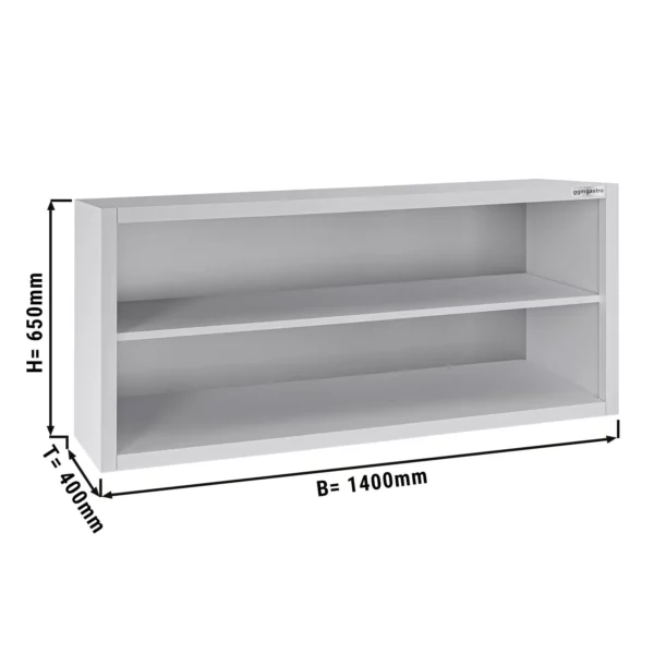 Nerezová nástenná skrinka ECO - 1400x400mm - bez posuvných dverí - výška 650mm