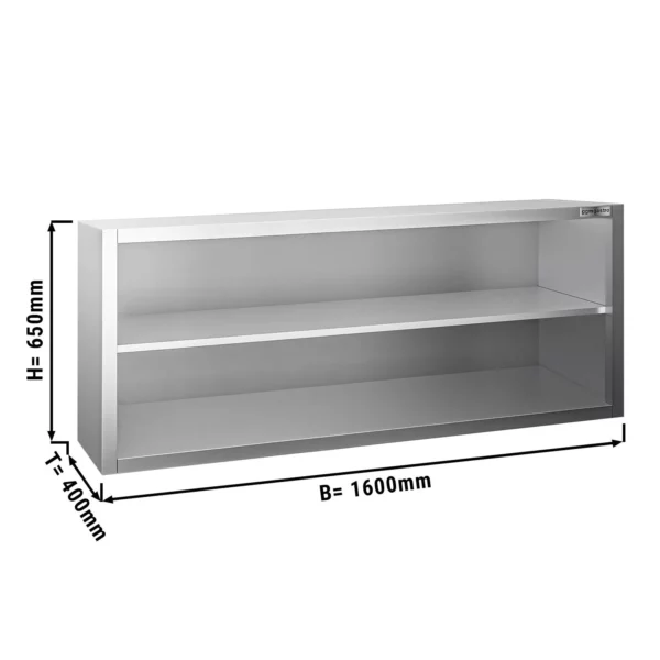 Nerezová nástenná skrinka PREMIUM - 1600x400mm - bez posuvných dverí - výška 650mm