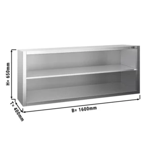 Nerezová nástenná skrinka PREMIUM - 1600x400mm - bez posuvných dverí - výška 650mm