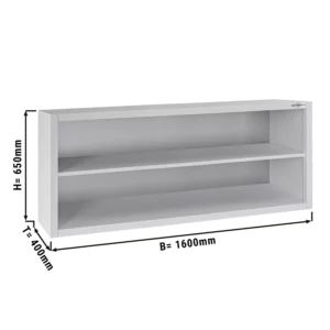 Nerezová nástenná skrinka ECO - 1600x400mm - bez posuvných dverí - výška 650mm