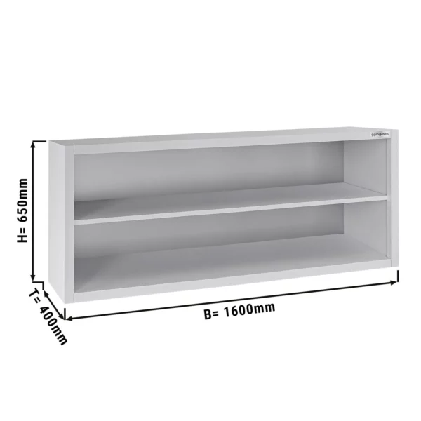 Nerezová nástenná skrinka ECO - 1600x400mm - bez posuvných dverí - výška 650mm