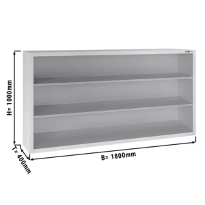 Nerezová nástenná skriňa ECO - 1800 mm - bez posuvných dverí 1000 mm vysoká