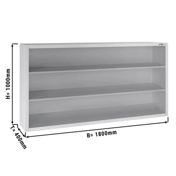 Nerezová nástenná skriňa ECO - 1800 mm - bez posuvných dverí 1000 mm vysoká