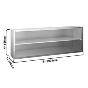 Nerezová nástenná skrinka PREMIUM - 2000x400mm - bez posuvných dverí - výška 650mm