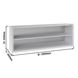 Nerezová nástenná skrinka ECO - 2000x400mm - bez posuvných dverí - výška 650mm
