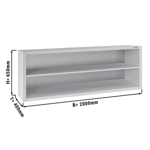 Nerezová nástenná skrinka ECO - 2000x400mm - bez posuvných dverí - výška 650mm