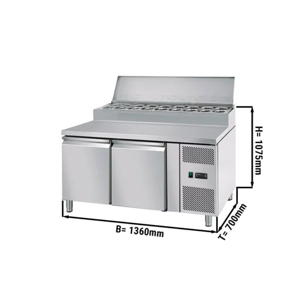 Prípravný stôl ECO - 1360mm - pre 7x GN 1/3 - 2 dvere