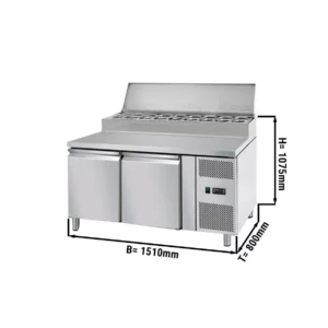 Prípravný stôl ECO - 1360mm - pre 8x GN 1/3 - 2 dvere