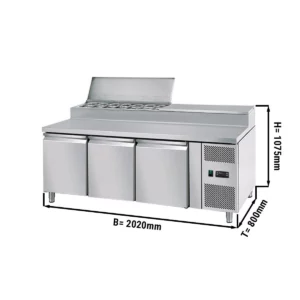 Prípravný stôl ECO - 2020mm - pre 10x GN 1/3 - 3 dvere