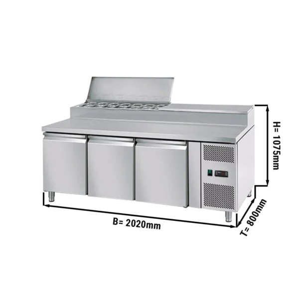 Prípravný stôl ECO - 2020mm - pre 10x GN 1/3 - 3 dvere