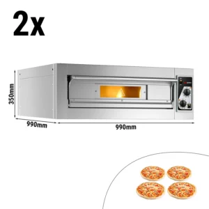 (2 kusy) Elektrická pec na pizzu - 4+4x 33 cm - manuálna