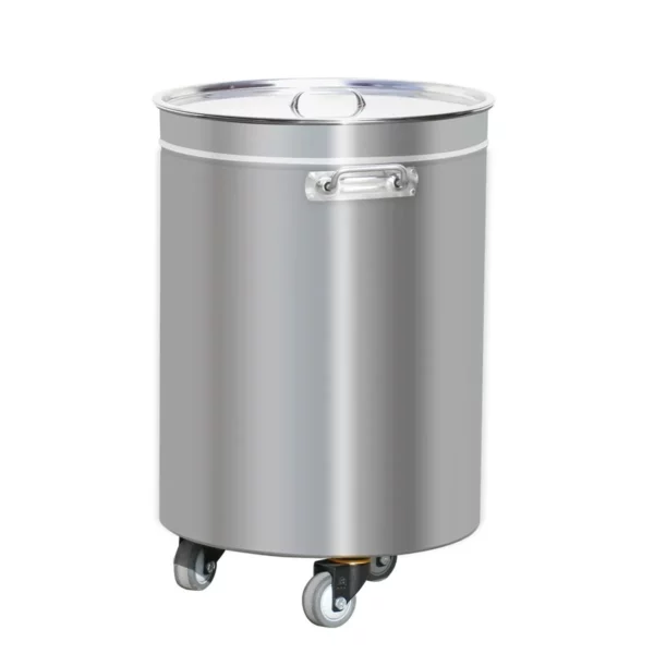 Odpadkový kôš so zdvíhacím vekom, kolieskami a madlami - 100L - nehrdzavejúca oceľ - Image 2