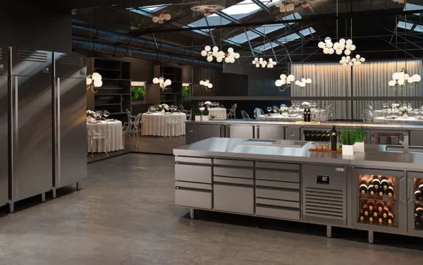 Chladiaci stôl PREMIUM PLUS - 1468 x 600 mm - so 4 zásuvkami a zadnou stenou - Image 4