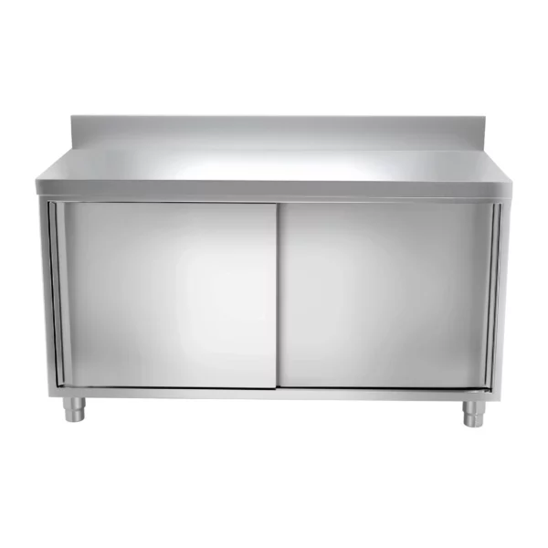Nerezová pracovná skriňa PREMIUM - 1600x800mm - s posuvnými dverami a podstavcom - Image 5