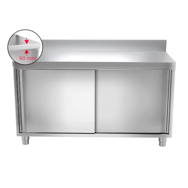 Nerezová pracovná skriňa PREMIUM - 1000x800mm - s posuvnými dverami a podstavcom - Image 8
