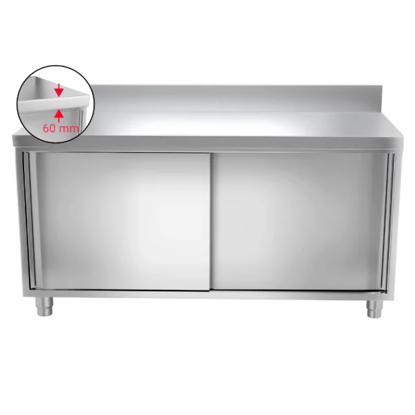 Nerezová pracovná skriňa PREMIUM - 2000x800mm - s posuvnými dverami a podstavcom - Image 7
