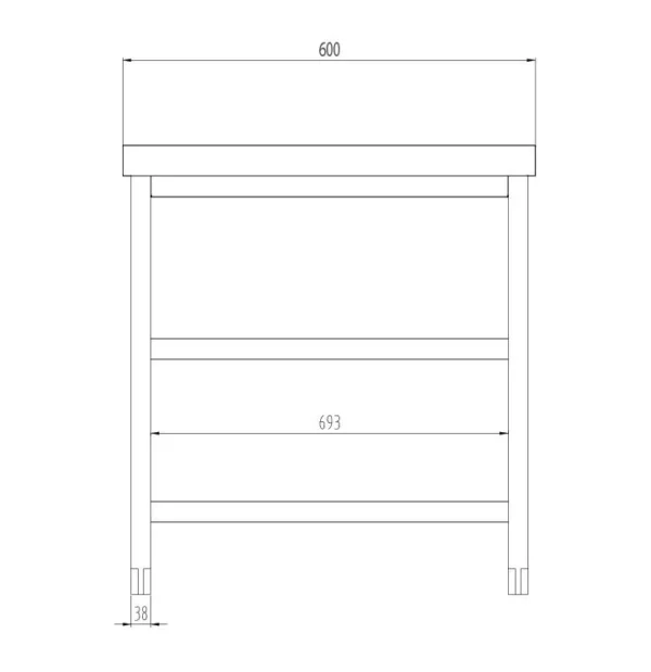 Nerezový pracovný stôl PREMIUM - 1000x600mm - so základnou policou a medzipoličkou - Image 6