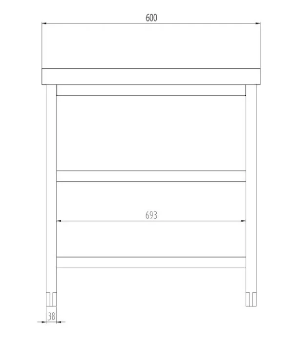 Nerezový pracovný stôl PREMIUM - 1200x600mm - so základnou policou a medzipoličkou - Image 7
