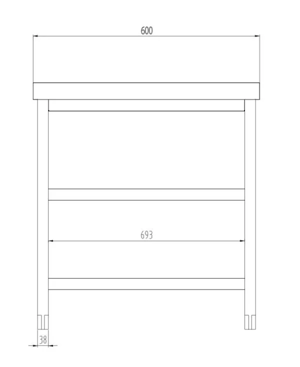 Nerezový pracovný stôl PREMIUM - 1400x600mm - so základnou policou a medzipoličkou - Image 7