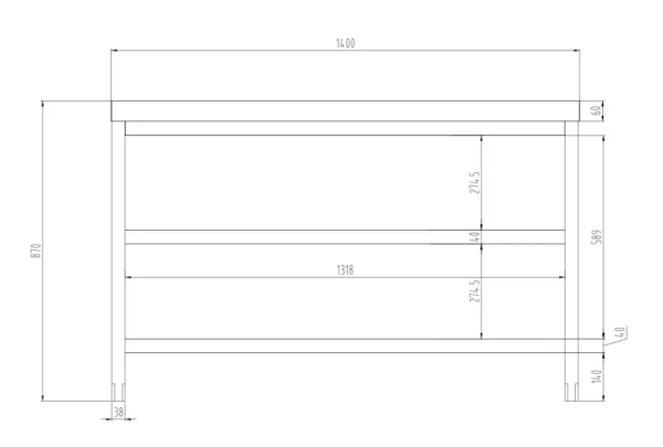 Nerezový pracovný stôl PREMIUM - 1400x600mm - so základnou policou a medzipoličkou - Image 8