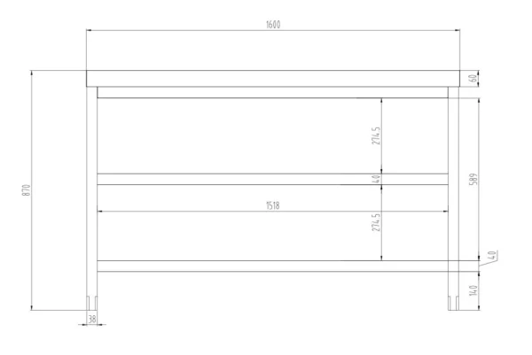 Nerezový pracovný stôl PREMIUM - 1600x600mm - so základnou policou a medzipoličkou - Image 7