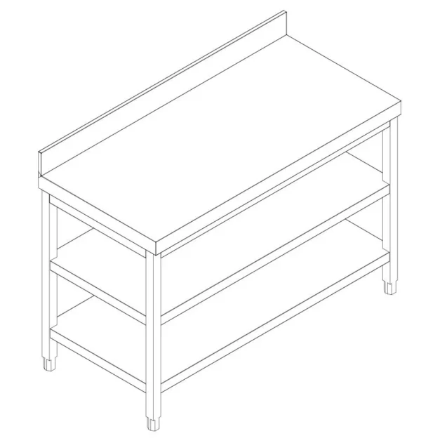 Nerezový pracovný stôl PREMIUM - 1600x600mm - so základnou policou, podstavcom a medzipoličkou - Image 7