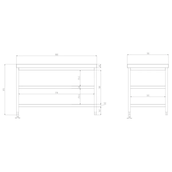 Nerezový pracovný stôl PREMIUM - 1800x700mm - so základnou policou a medzipoličkou - Image 7